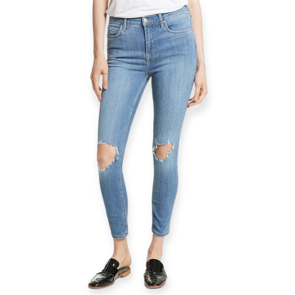 Free People High Waist Busted Knee Skinny Jean Size 29 Short